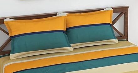 TIB 140 TC Glace Cotton King Size Bedsheet with 2 Pillow Covers,Bedsheet for Double Bed,90X100 Inches| 140 GSM, Multi, Pack of 3