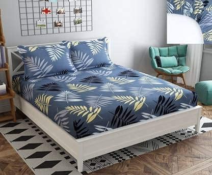 TIB 140 TC Glace Cotton King Size Bedsheet with 2 Pillow Covers,Bedsheet for Double Bed,90X100 Inches| 140 GSM, Multi, Pack of 3