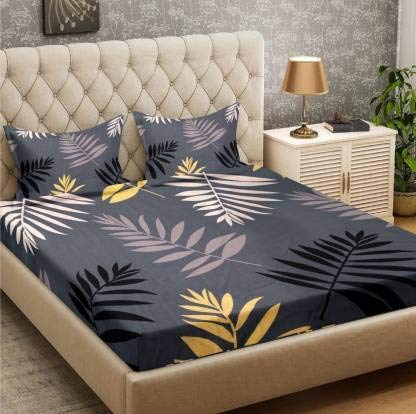 TIB 140 TC Glace Cotton King Size Bedsheet with 2 Pillow Covers,Bedsheet for Double Bed,90X100 Inches| 140 GSM, Multi, Pack of 3
