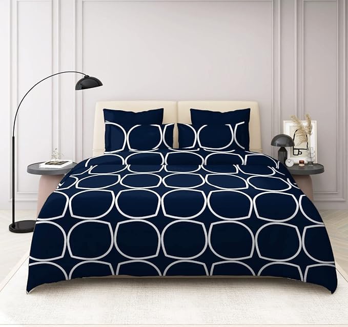 TIB 140 TC Glace Cotton King Size Bedsheet with 2 Pillow Covers,Bedsheet for Double Bed,90X100 Inches| 140 GSM, Multi, Pack of 3
