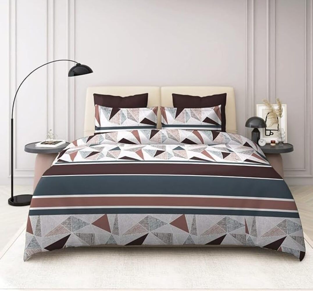 TIB 140 TC Glace Cotton King Size Bedsheet with 2 Pillow Covers,Bedsheet for Double Bed,90X100 Inches| 140 GSM, Multi, Pack of 3
