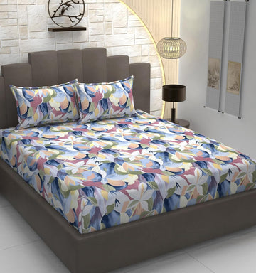 TIB Glace Cotton Elastic Fitted Bedsheets Double Bed