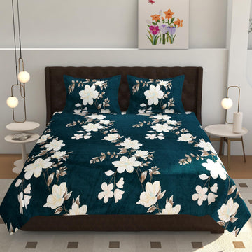 TIB 155 TC Premium Flannel Warm bedsheet for Double Bed 90x100 Inch with 2 Pillow Covers