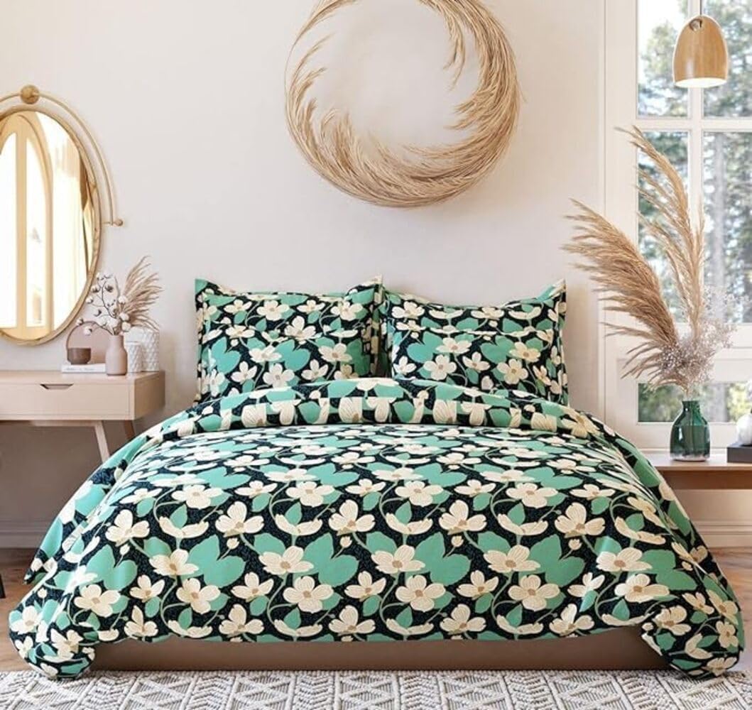 TIB 140 TC Glace Cotton King Size Bedsheet with 2 Pillow Covers,Bedsheet for Double Bed,90X100 Inches| 140 GSM, Multi, Pack of 3