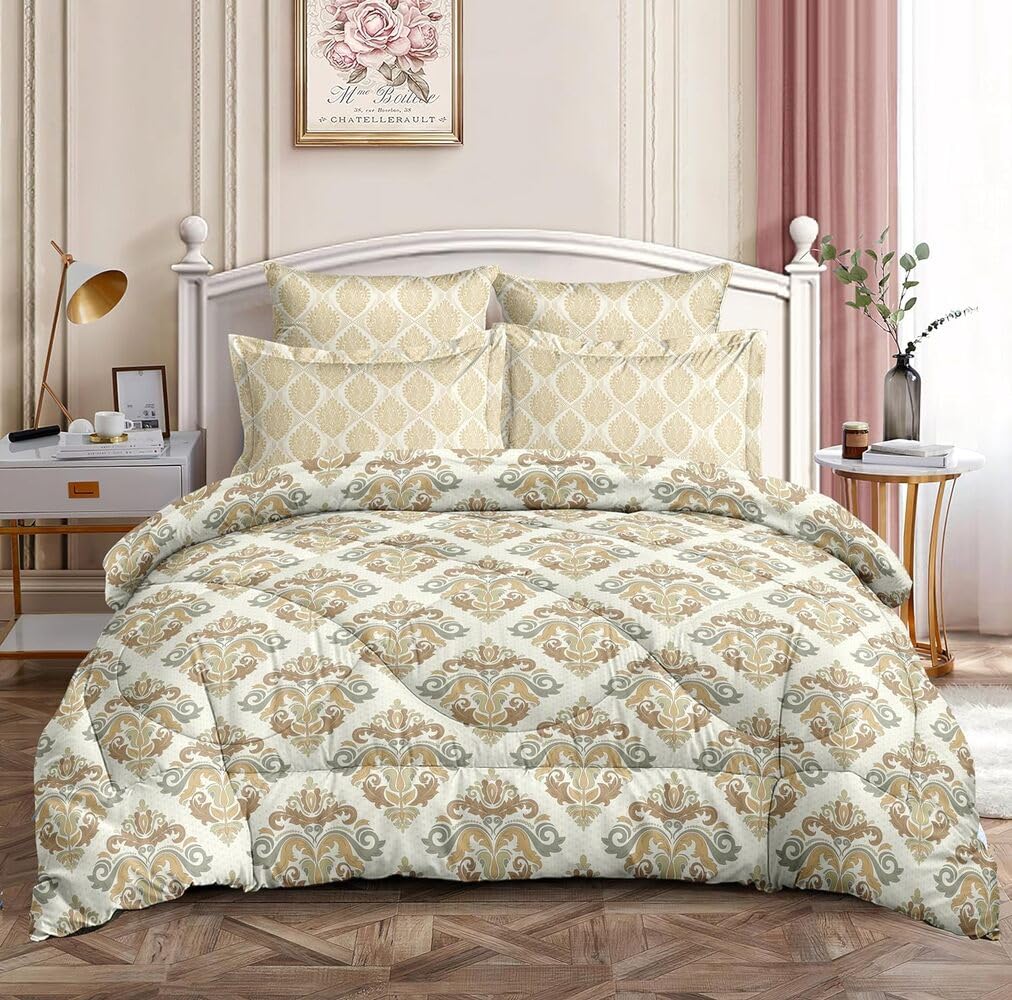 TIB 140 TC Glace Cotton King Size Bedsheet with 2 Pillow Covers,Bedsheet for Double Bed,90X100 Inches| 140 GSM, Multi, Pack of 3