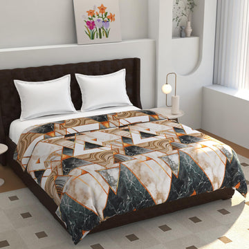 TIB® 140 GSM Soft Glace Cotton Duvet Cover Double Bed II Razai Cover II Quilt Cover II Dohar Cover for Double Bed with Zipper. (Multi Triangle, Double)