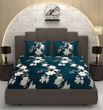 TIB Luxurious Flannel Warm Elastic Fitted Bedsheets Double Bed, 72 x 78 x 8 inch, with 2 Pillow Covers 18x28 Inch
