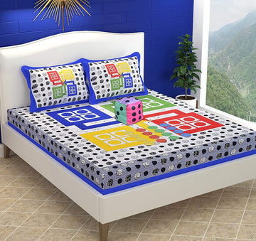 Ludo Bedsheet Set with Pillow Cover and Dice