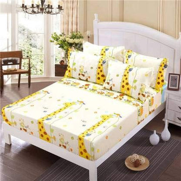 TIB 130 GSM Polycotton Kids Galaxy Pattern Bedsheet for Double Bed with 2 Pillow Covers,90x100 Inch, Beige