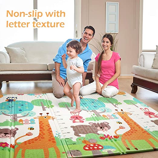 TIB® The Intellect Bazaar Foldable Playmat for Kids Waterproof, Anti Skid, Double Sided Baby Crawling Floor Play Mat. 6X5 Feet