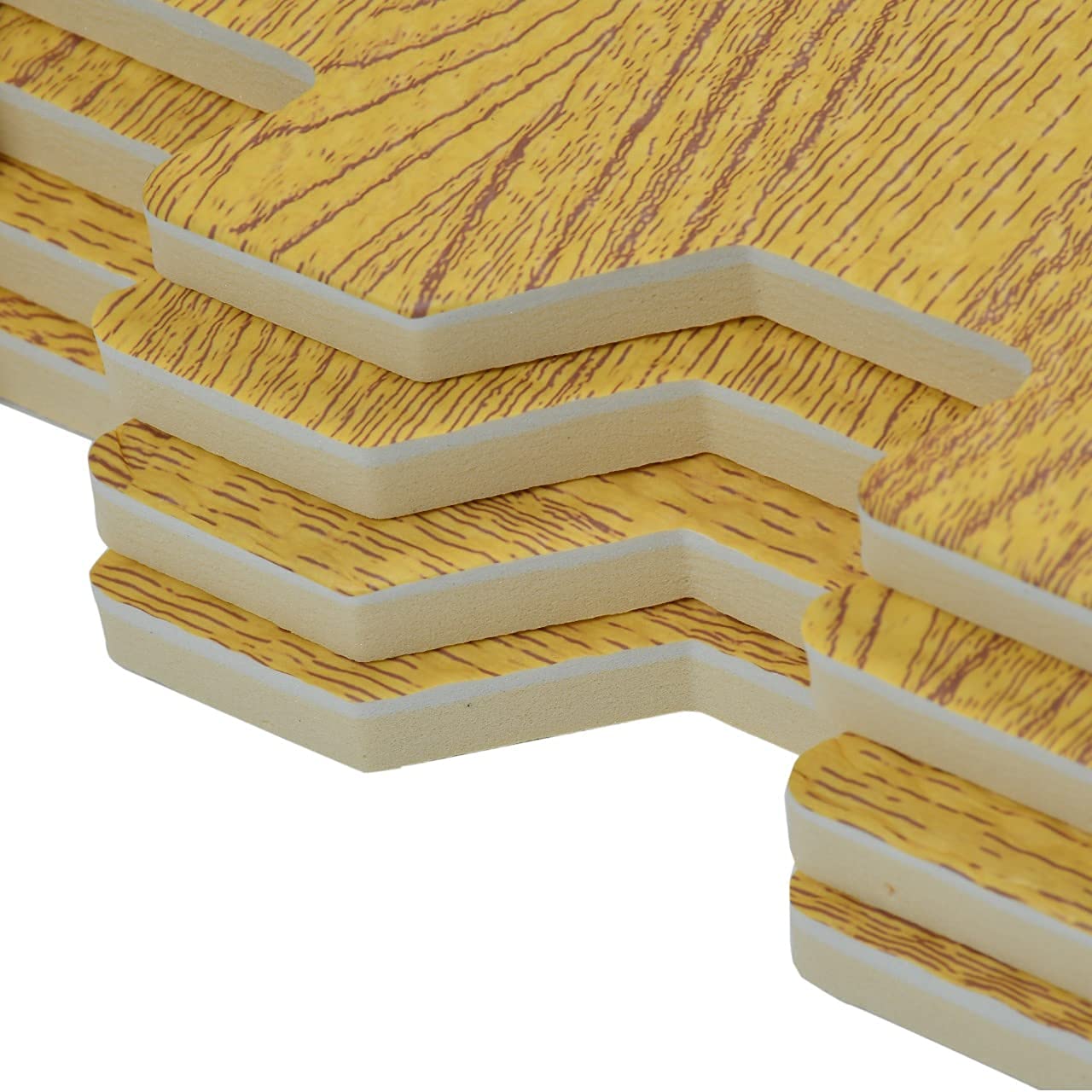 TIB EVA Foam Kid's Wooden Texture Flooring Interlocking Play Mat - 10 mm Thickness - 60 cm x 60 cm Each Tile (16 Feet), Natural