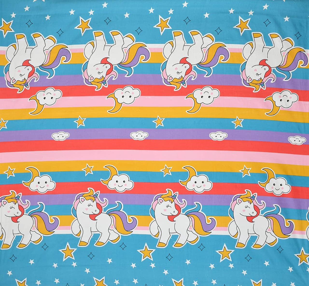 TIB 130 GSM Polycotton Kids Galaxy Pattern Bedsheet for Double Bed with 2 Pillow Covers,90x100 Inch, Multi