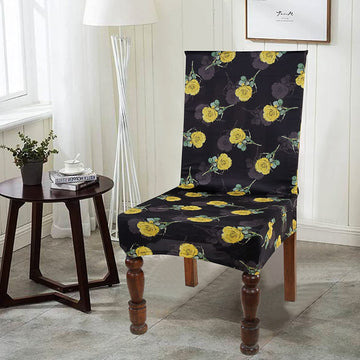 TIB The Intellect Bazaar Polyester Floral Elastic Stretchable Removable Washable Dining Chair Cover Set of 1 Chair Protector Seat Slipcover (Multicolor)-1 Piece