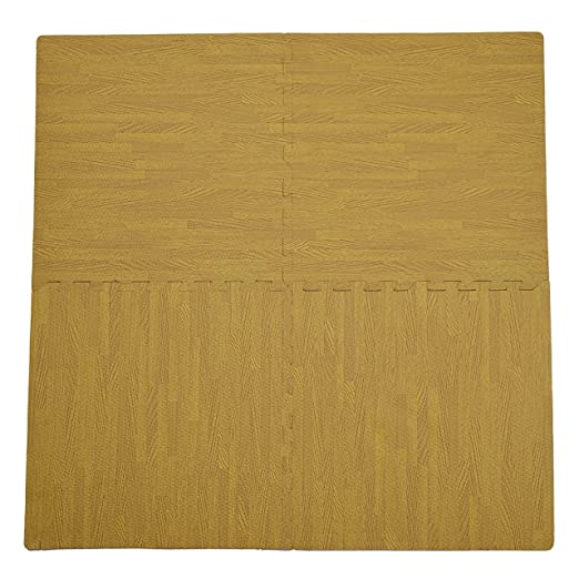 TIB EVA Foam Kid's Wooden Texture Flooring Interlocking Play Mat - 10 mm Thickness - 60 cm x 60 cm Each Tile (16 Feet), Natural