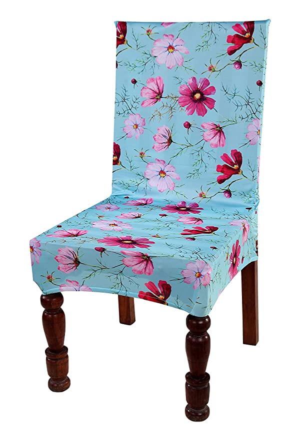 TIB Floral Elastic Stretchable Removable Washable Dining Chair Cover Set of 1 Chair Protector Seat Slipcover (Multicolor)