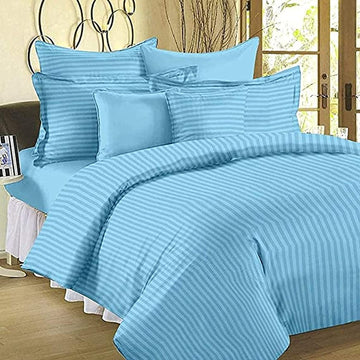 TIB The Intellect Bazaar Satin Cotton AC Comforter Set King Size Double Bed with 1 Flat bedsheet-90x100 inch and Two Pillow Covers (Pack of 4) Blue