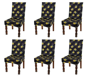 TIB The Intellect Bazaar Polyester Flowered Elastic Stretch Removable Washable Dining Chair Cover Set of 6 Seat Protector Slipcover (Rose) -6 Pieces