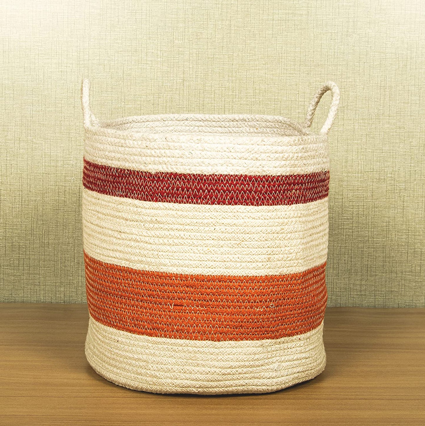 TIB The Intellect Bazaar jute Planter Pots/Handcrafted Storage Basket with handle, Multi-Purpose use for Living Room (12x12 Inches)Multicolor
