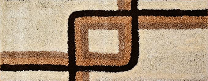TIB® The Intellect Bazaar Shaggy Bedside Runner Home Floor Décor Rugs - Living, Dinning, Office, Rooms & Bedroom, Hallway Carpet (Cream Coffee)