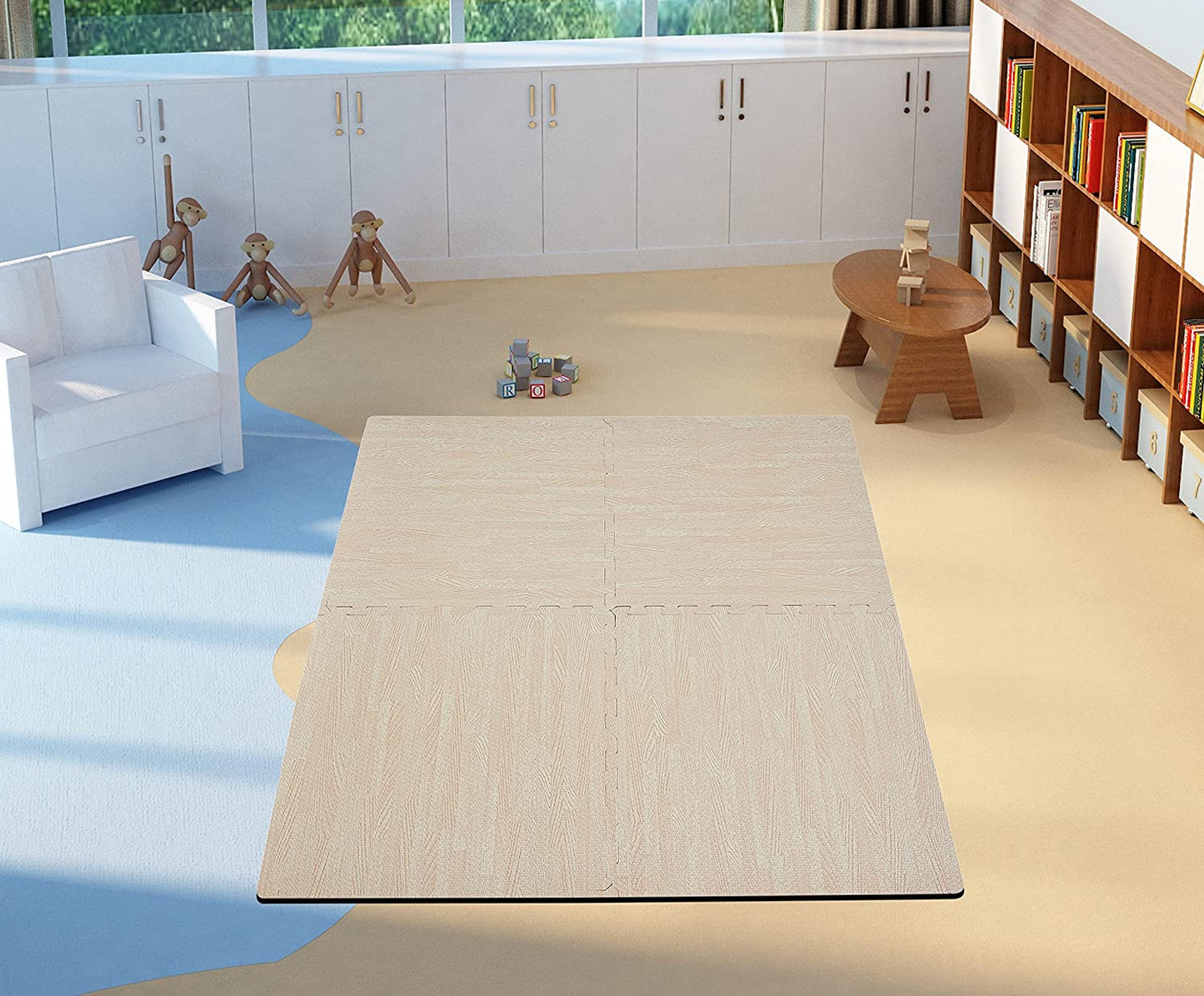 TIB EVA Kid's Interlocking Play Mat -10 mm Thickness -Set of 4 Tiles -60 x 60 cm Each Tile -16 Square Feet Total Area