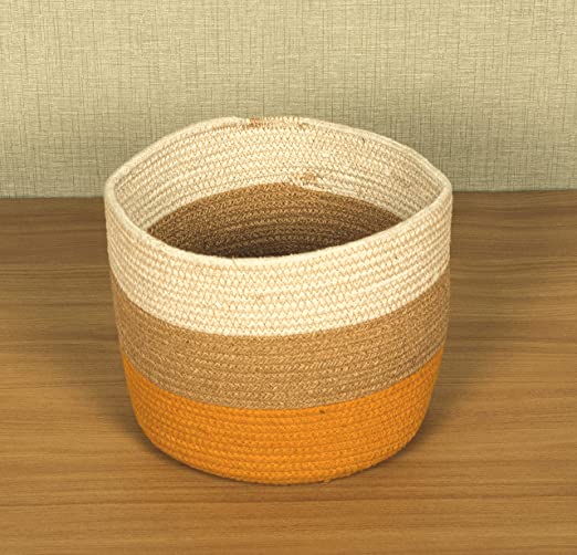 TIB The Intellect Bazaar jute Planter Pots/Handcrafted Storage Basket, Multi-Purpose use for Living Room (10 x 10 Inches)Multi