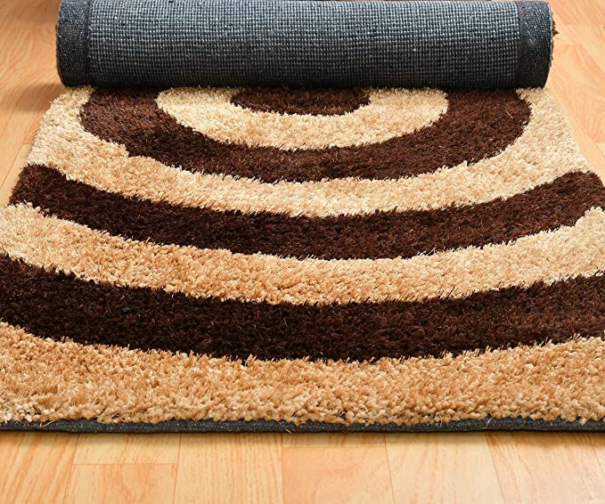 TIB® The Intellect Bazaar Shaggy Bedside Runner Home Floor Décor Rugs - Living, Dinning, Office, Rooms & Bedroom, Hallway Carpet (Cream Coffee)