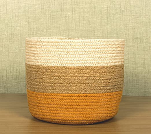 TIB The Intellect Bazaar jute Planter Pots/Handcrafted Storage Basket, Multi-Purpose use for Living Room (10 x 10 Inches)Multi