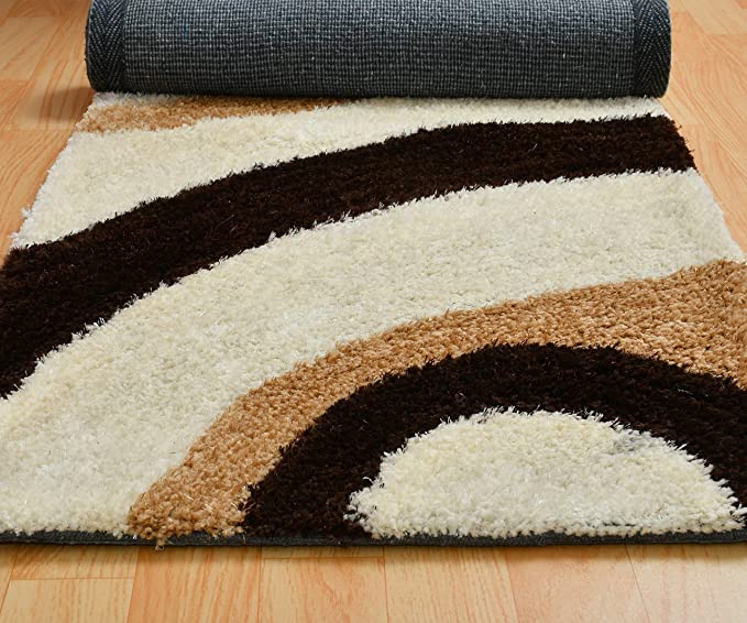 TIB® The Intellect Bazaar Shaggy Bedside Runner Home Floor Décor Rugs - Living, Dinning, Office, Rooms & Bedroom, Hallway Carpet (Cream Coffee)