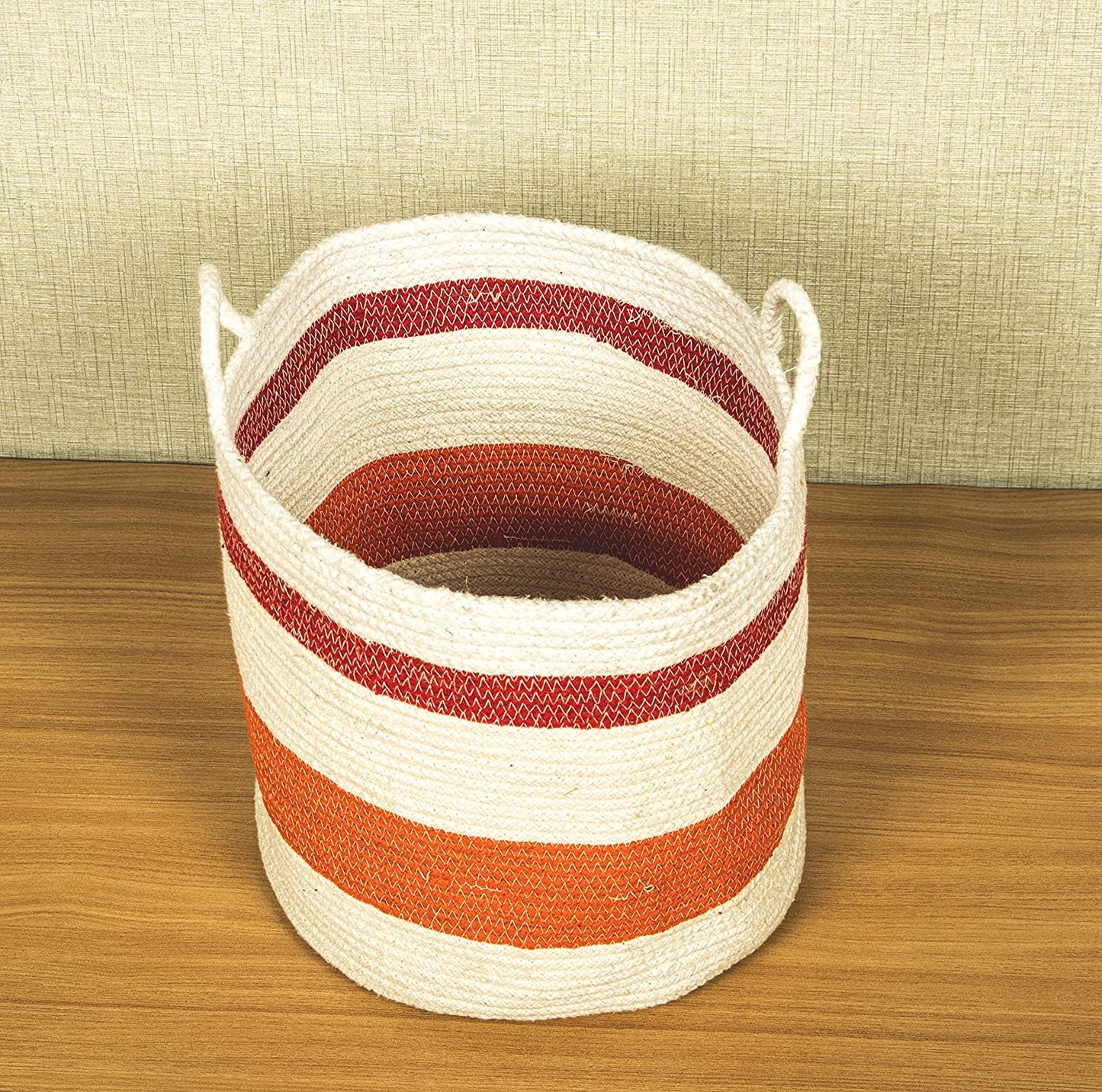 TIB The Intellect Bazaar jute Planter Pots/Handcrafted Storage Basket with handle, Multi-Purpose use for Living Room (12x12 Inches)Multicolor