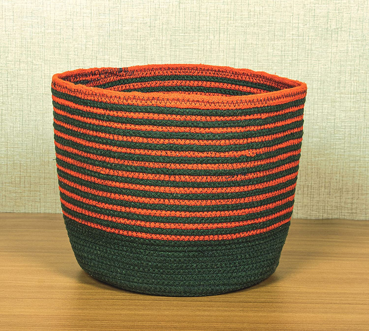 TIB The Intellect Bazaar jute Planter Pots/Handcrafted Storage Basket, Multi-Purpose use for Living Room (12x12 Inches)Red Green