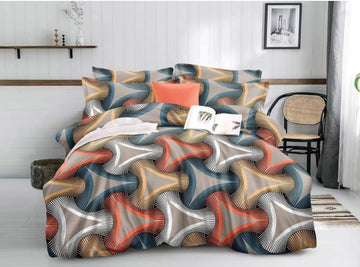 TIB The Intellect Bazaar Cotton Feel Glace Cotton Elastic Fitted Bedsheet/King Size Bedsheet with 2 Pillow Covers -Multicolor