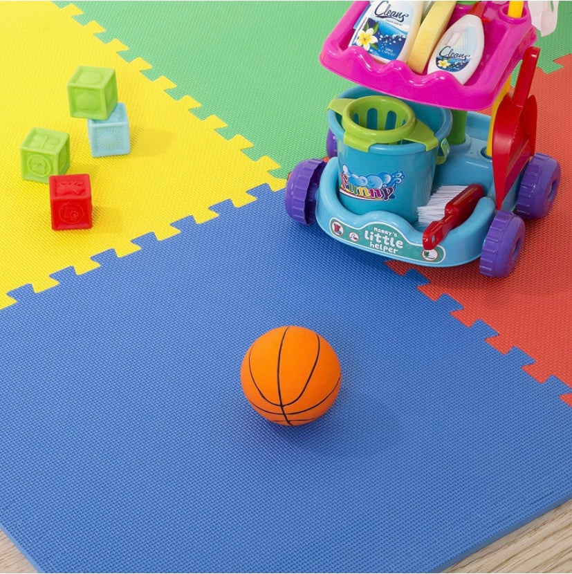 TIB EVA Kid's Interlocking Play Mat (Multicolor, 60 x 60 cm x 10 mm Thick Each Tile) (16 Tiles)