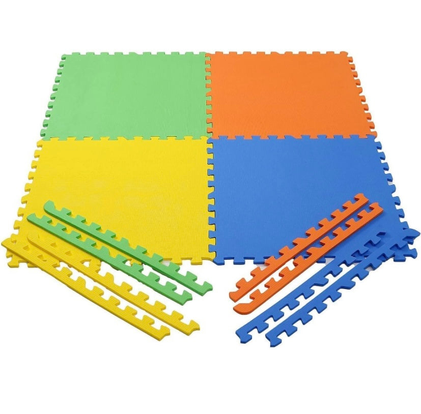 TIB EVA Kid's Interlocking Play Mat (Multicolor, 60 x 60 cm x 10 mm Thick Each Tile) (16 Tiles)