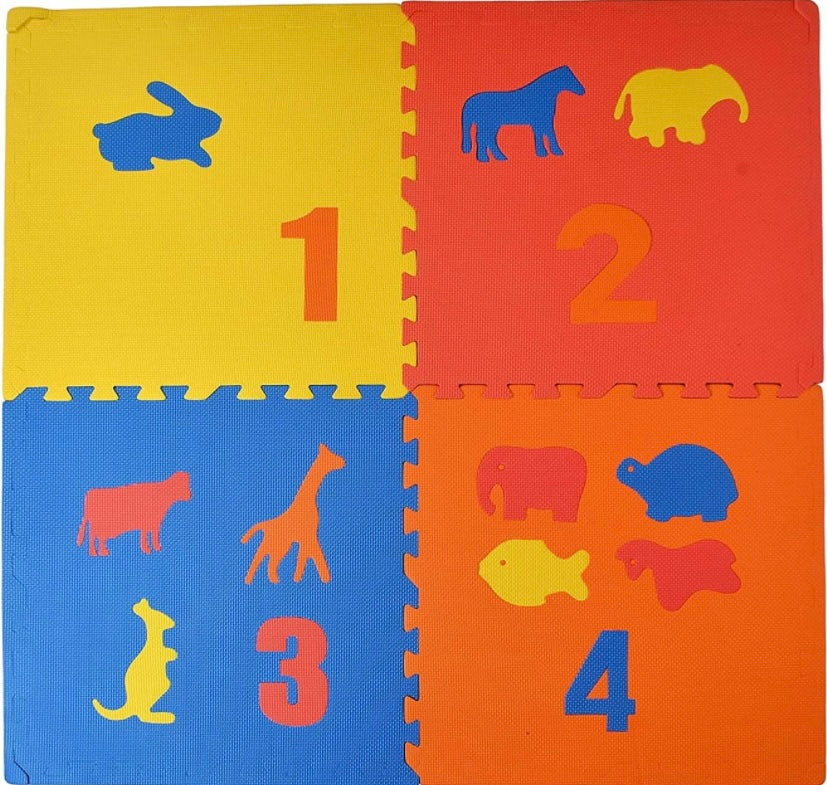 TIB Kid's Animal Print Designer Interlocking Play Mat Pack of 4,Thickness:10 MM