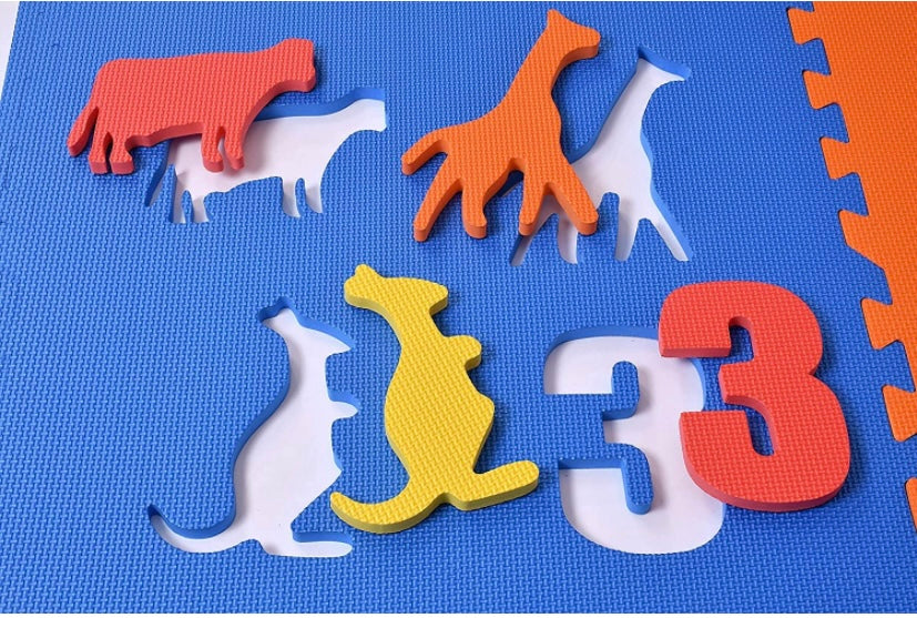 TIB Kid's Animal Print Designer Interlocking Play Mat Pack of 4,Thickness:10 MM