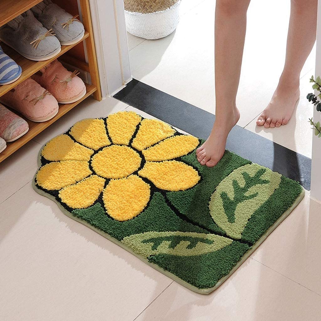TIB Self Design Anti-Slip Bath Mat Microfiber Soft, Size 20 x 30 Inch- Bathroom Rugs Also suitable for Kitchen Bedroom- Green
