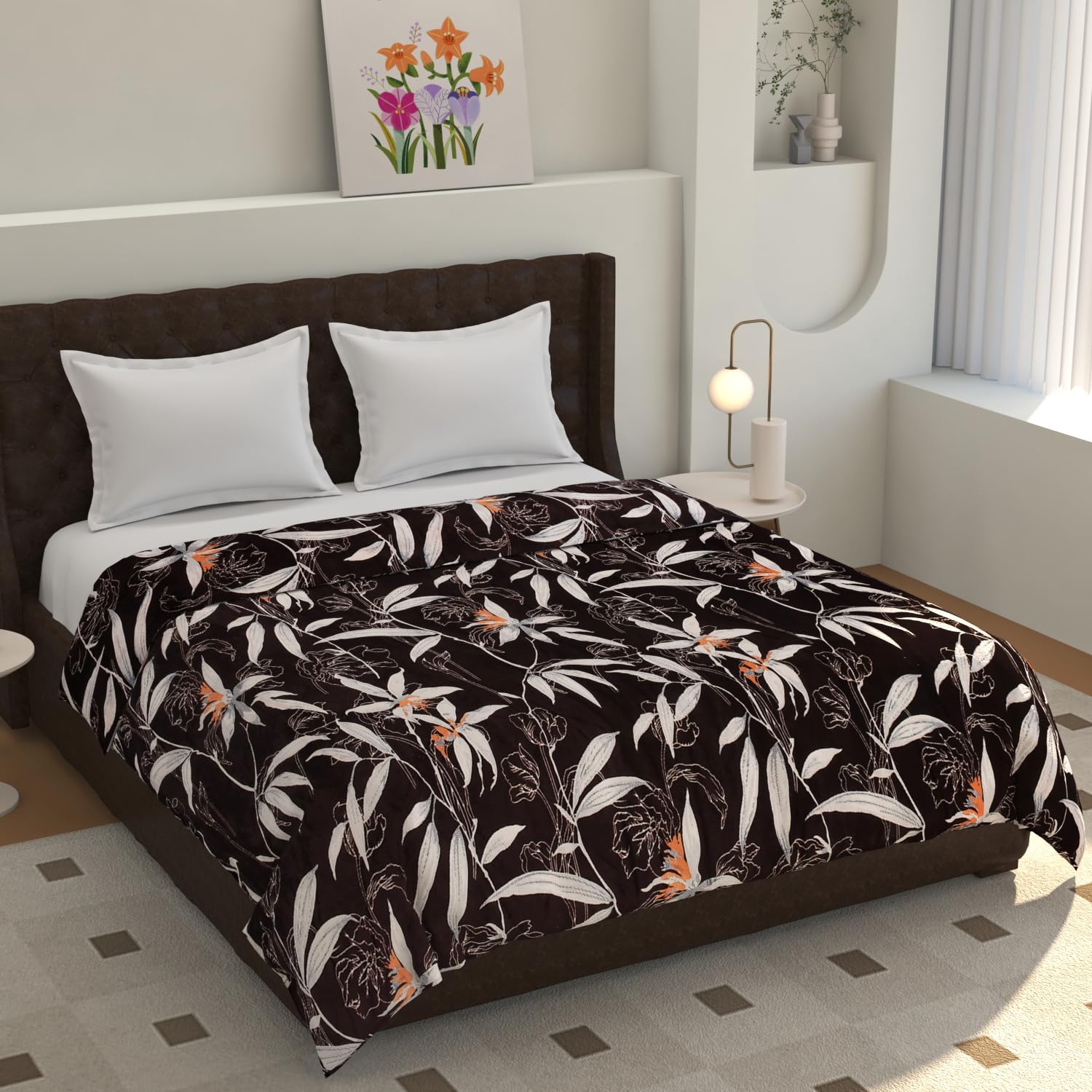 TIB® Warm Reversible Quilt Cover Double Bed with Zipper, Duvet Cover Double Bed Soft Flannel (90x100) Inches