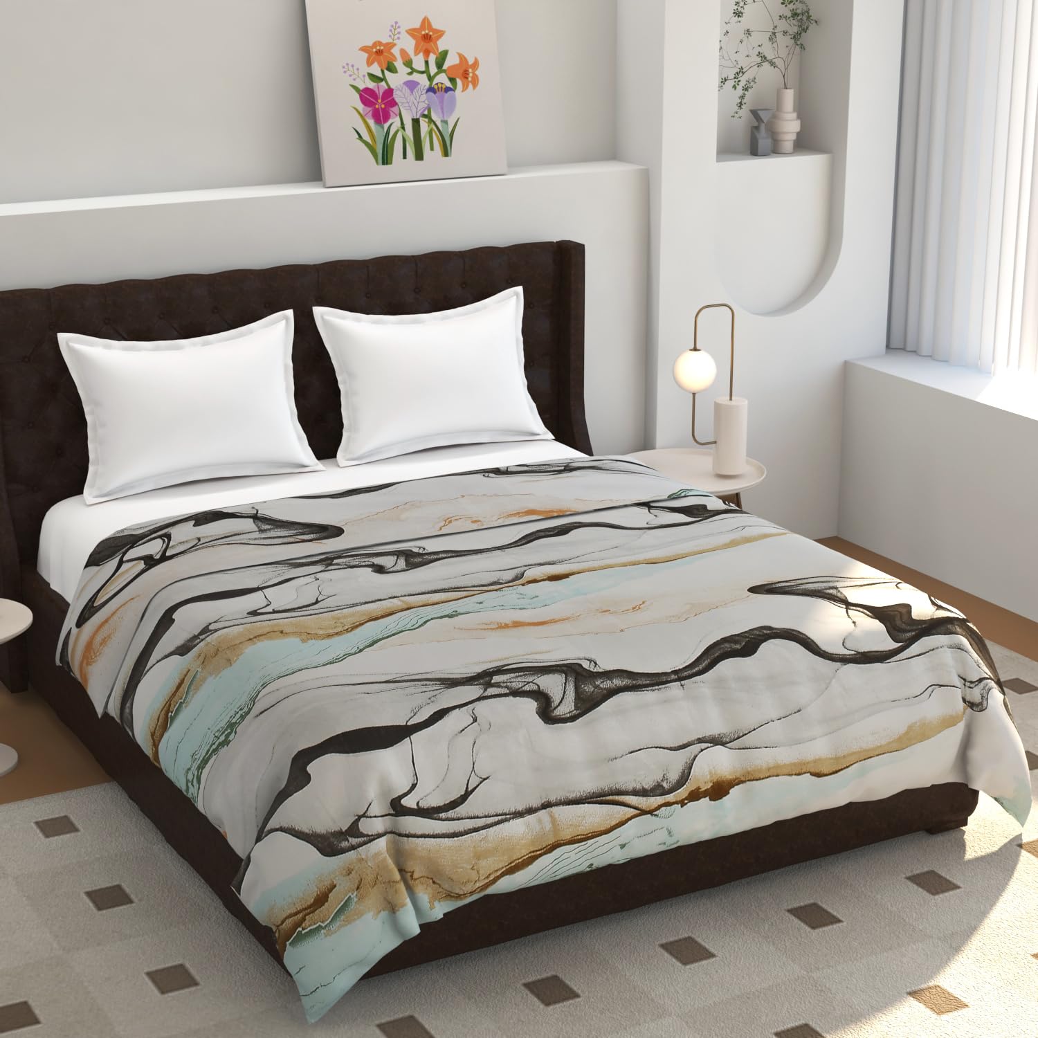 TIB® 140 GSM Soft Glace Cotton Duvet Cover Double Bed II Razai Cover II Quilt Cover II Dohar Cover for Double Bed with Zipper. (Multi Triangle, Double)