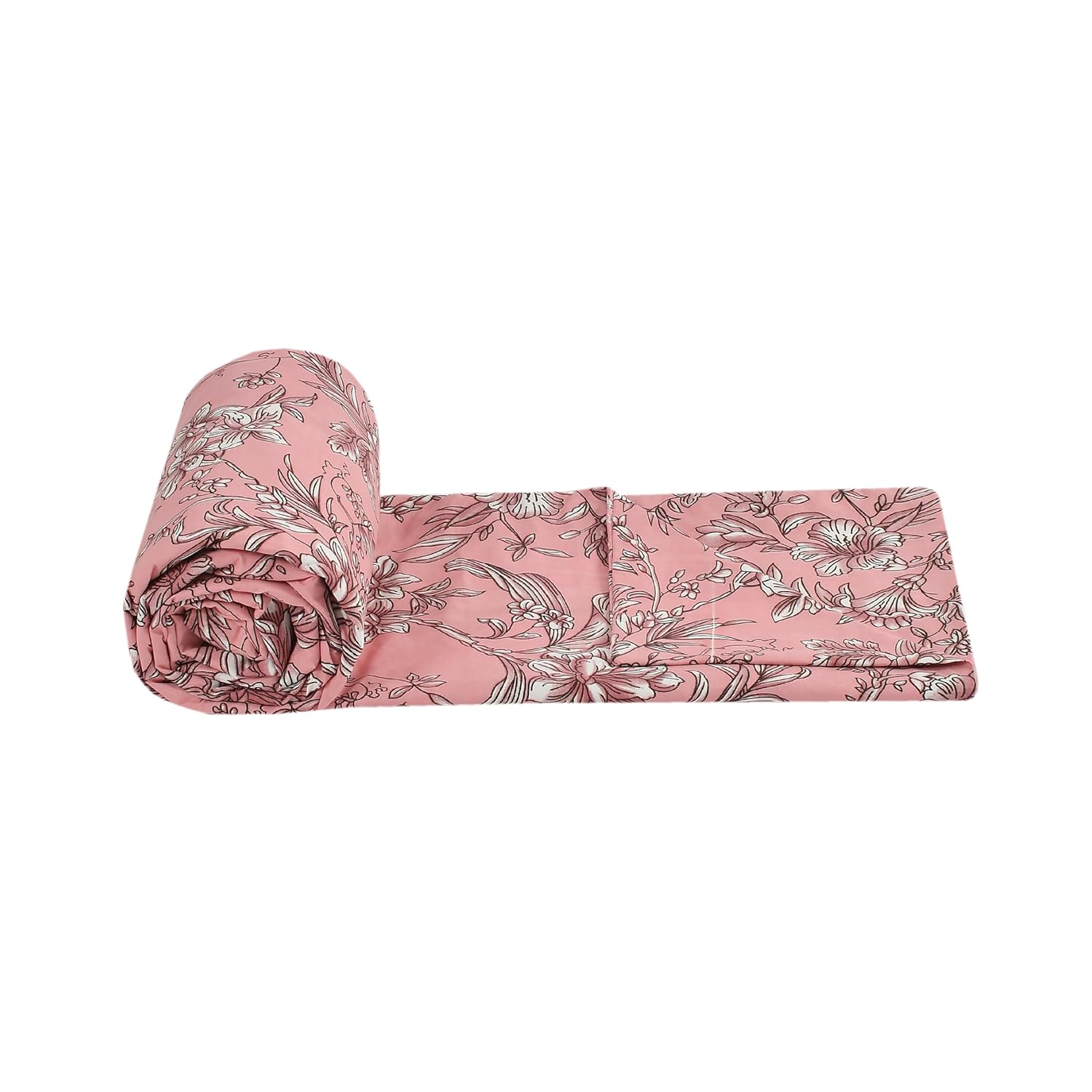 TIB Glace Cotton Elastic Fitted Bedsheets Single Bed 36x78x8 Inches with 1 Pillow Covers, 210TC (Blue Flower, Single)