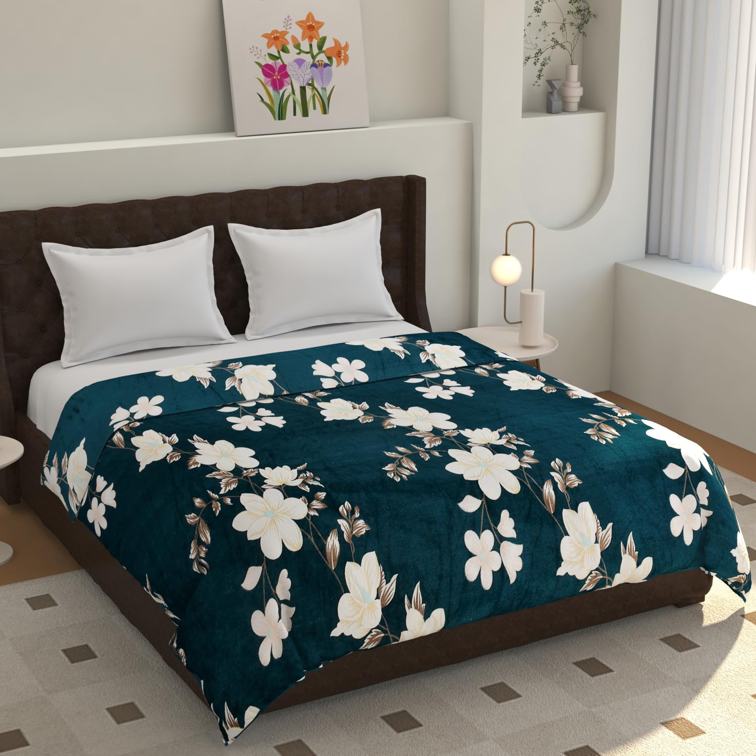 TIB® Warm Reversible Quilt Cover Double Bed with Zipper, Duvet Cover Double Bed Soft Flannel (90x100) Inches