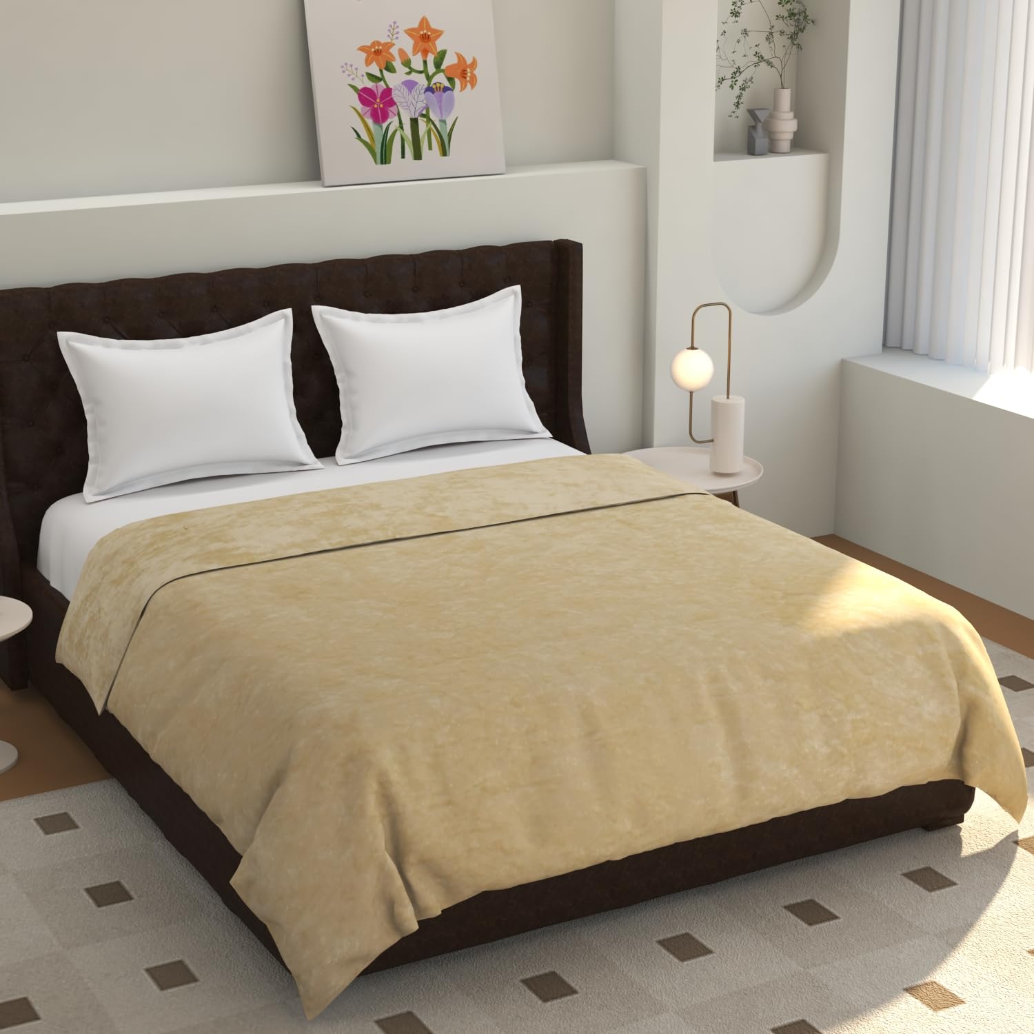 TIB® Warm Quilt Cover Double Bed with Zipper, Duvet Cover Double Bed Soft Flannel (90x100) Inches