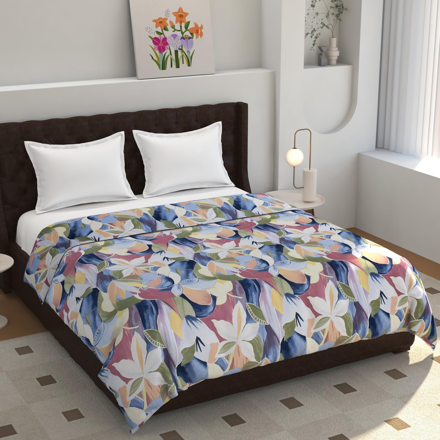 TIB® 140 GSM Soft Glace Cotton Duvet Cover Double Bed II Razai Cover II Quilt Cover II Dohar Cover for Double Bed with Zipper. (Multi Triangle, Double)