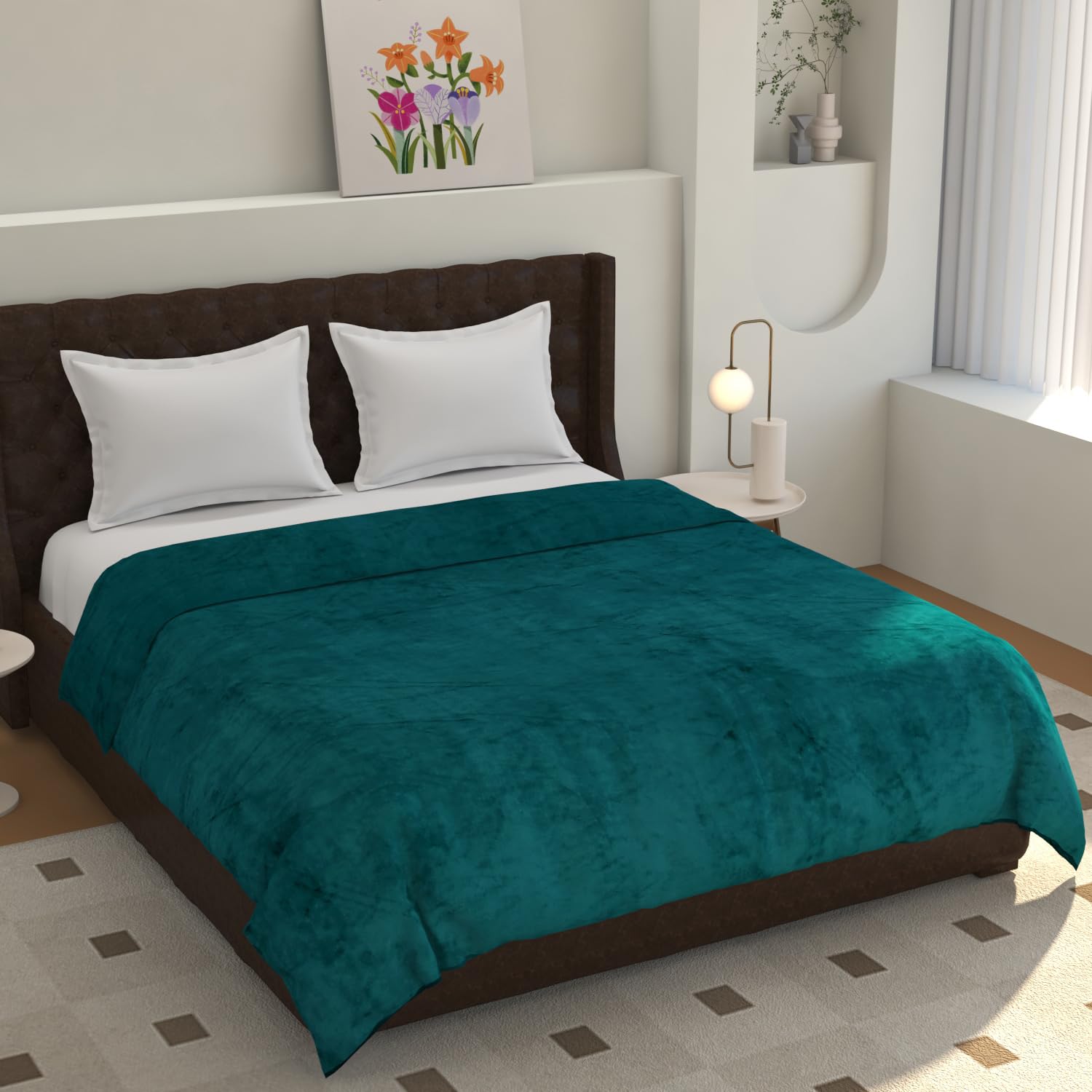 TIB® Warm Quilt Cover Double Bed with Zipper, Duvet Cover Double Bed Soft Flannel (90x100) Inches