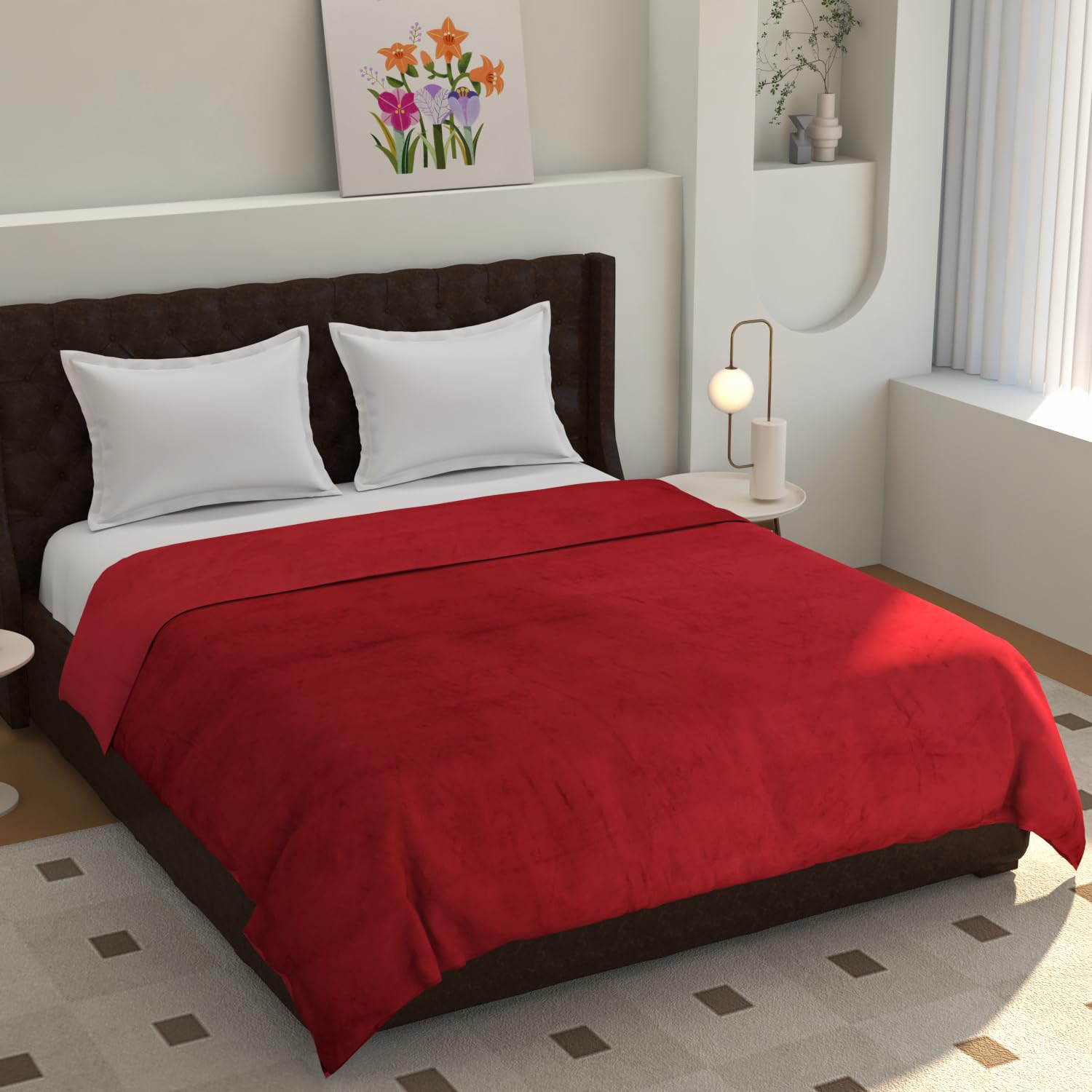 TIB® Warm Quilt Cover Double Bed with Zipper, Duvet Cover Double Bed Soft Flannel (90x100) Inches