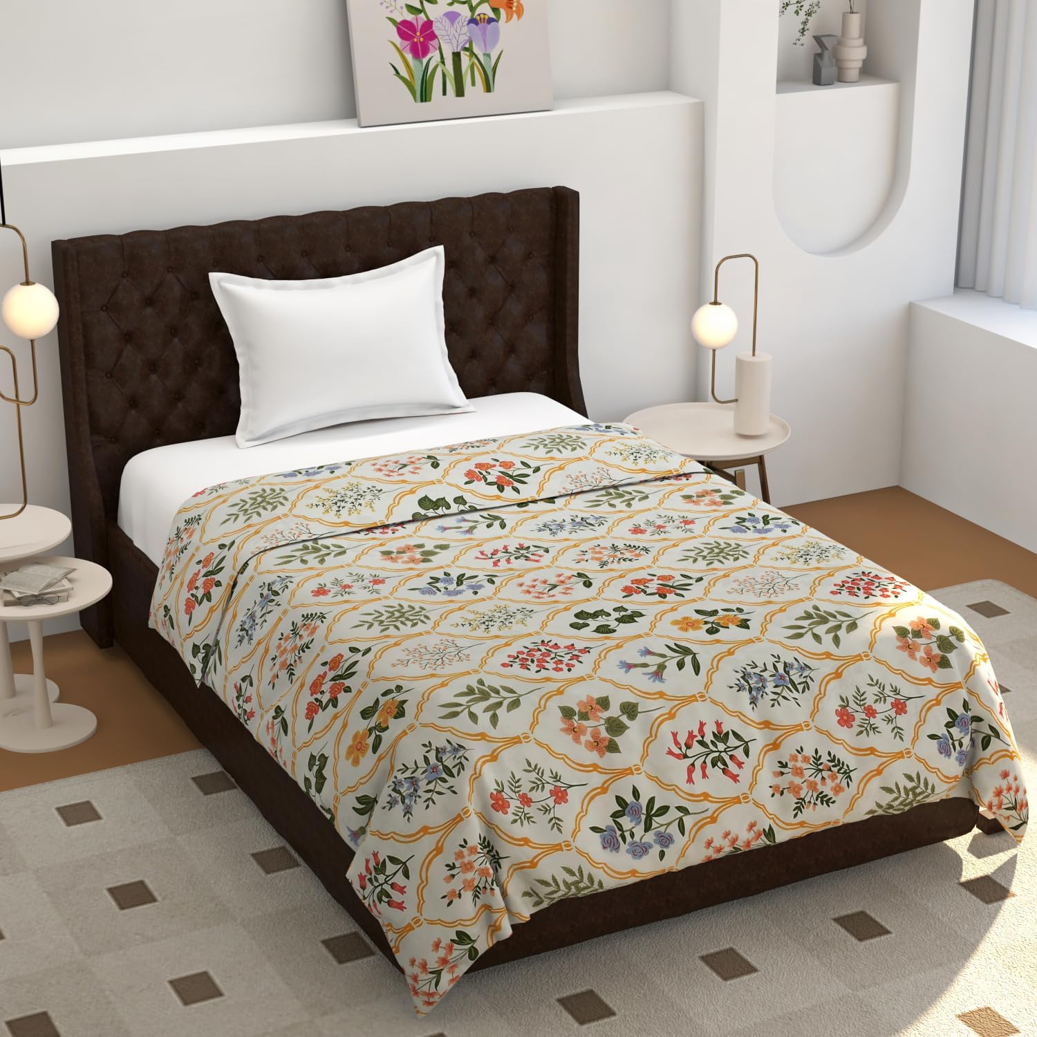 TIB® 140 GSM Soft Glace Cotton Duvet Cover Double Bed II Razai Cover II Quilt Cover II Dohar Cover for Double Bed with Zipper. (Multi Triangle, Double)