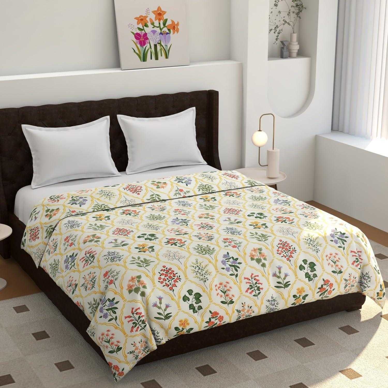 TIB® 140 GSM Soft Glace Cotton Duvet Cover Double Bed II Razai Cover II Quilt Cover II Dohar Cover for Double Bed with Zipper. (Multi Triangle, Double)