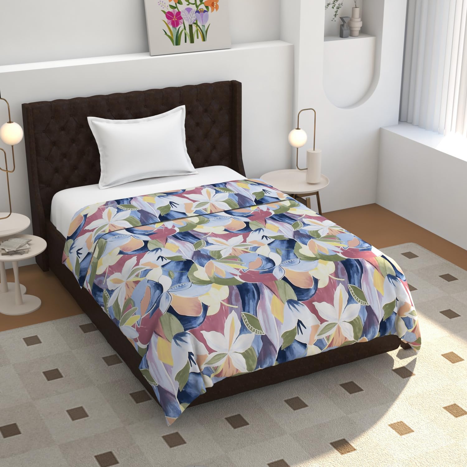 TIB® 140 GSM Soft Glace Cotton Duvet Cover Double Bed II Razai Cover II Quilt Cover II Dohar Cover for Double Bed with Zipper. (Multi Triangle, Double)