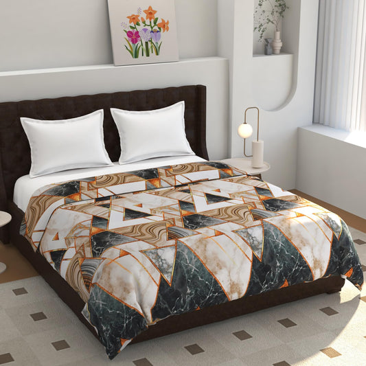 TIB® 140 GSM Soft Glace Cotton Duvet Cover Double Bed II Razai Cover II Quilt Cover II Dohar Cover for Double Bed with Zipper. (Multi Triangle, Double)