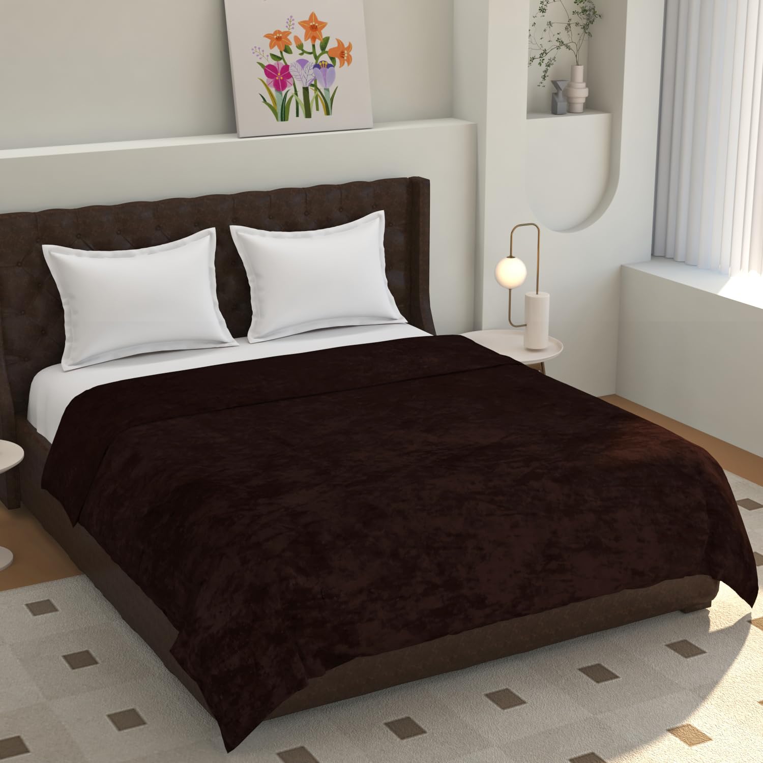 TIB® Warm Quilt Cover Double Bed with Zipper, Duvet Cover Double Bed Soft Flannel (90x100) Inches