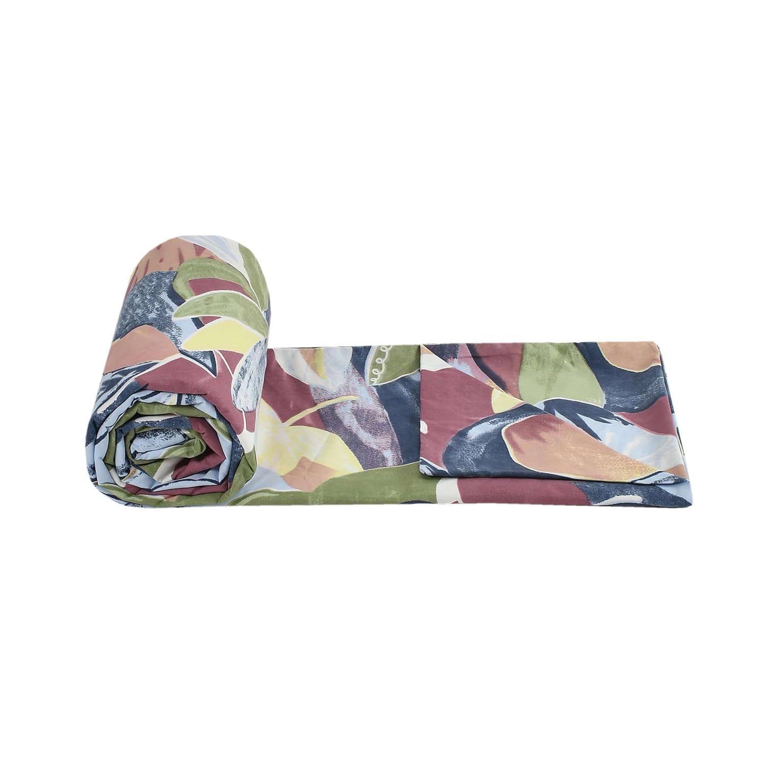 TIB Glace Cotton Elastic Fitted Bedsheets Single Bed 36x78x8 Inches with 1 Pillow Covers, 210TC (Blue Flower, Single)